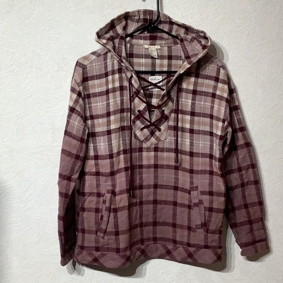 Forever21 NWT - Sz S - ombre purple pink hoodie flannel pullover 🥰 - Picture 3 of 11
